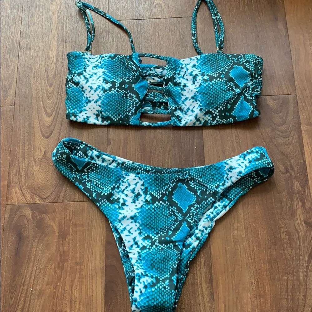 Blue snake skin bikini